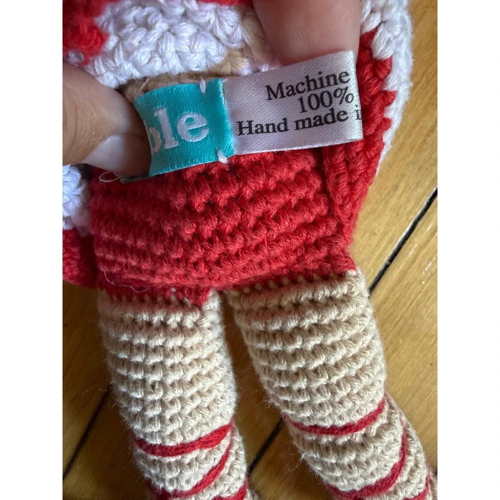 Pebble Child Handmade Crochet Ballerina Doll White Red 100% Cotton Amigurumi 12